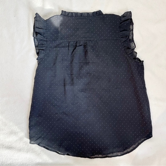 Loft Grey Swiss Clip Dot Blouse Top Flutter Butterfly Sleeves, size Medium - Picture 11 of 16